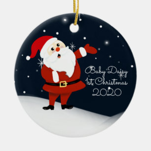 Décoration En Céramique Bébé Premier Noël père Noël des grands-parent