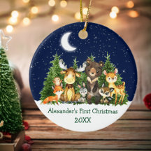 Bébé Première forêt de Noël Animaux ronde
