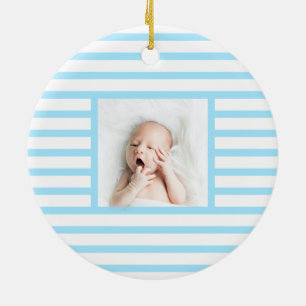 Décoration En Céramique Bébé vert Sleepy Dino   Baby Blue Stripe Modern