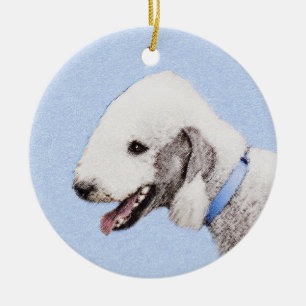 Décoration En Céramique Bedlington Terrier Peinture - Art Chien original