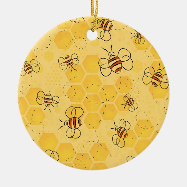 Décoration En Céramique Bee Buzzing Honey Bees mignonne (Devant)