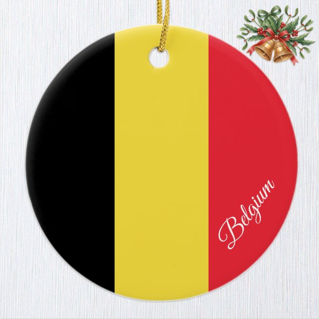 Décoration En Céramique Belgium Christmas Ornament, Belgian Flag (Belgian Flag Ornament / Christmas, Belgium)