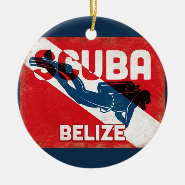 Décoration En Céramique Belize Scuba Diver - Blue Retro (Devant)