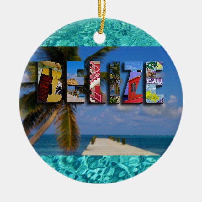 Décoration En Céramique Belize Tropical Beach Blue Ocean Christmas (Devant)