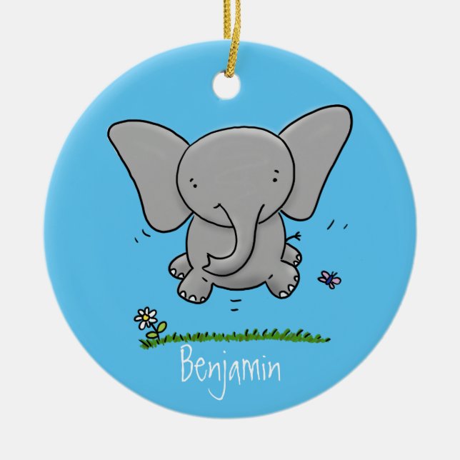Décoration En Céramique Belle adorable dessin d'éléphant bébé (Devant)
