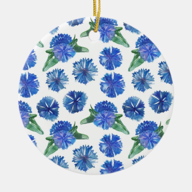 Décoration En Céramique Belle aquarelle bleu cornfleurs (Devant)