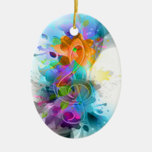 Décoration En Céramique Belle aquarelle colorée Splatter note de musique