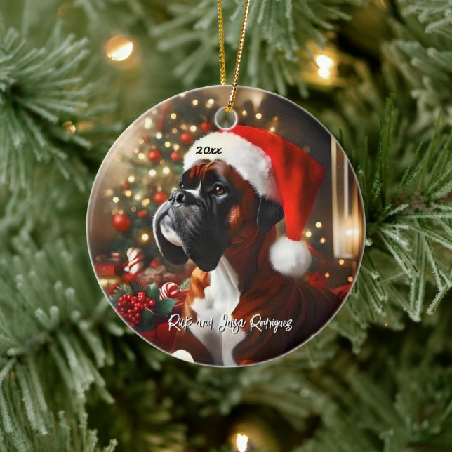 Décoration En Céramique Belle boîte avec chapeau de Santa (Arbre)