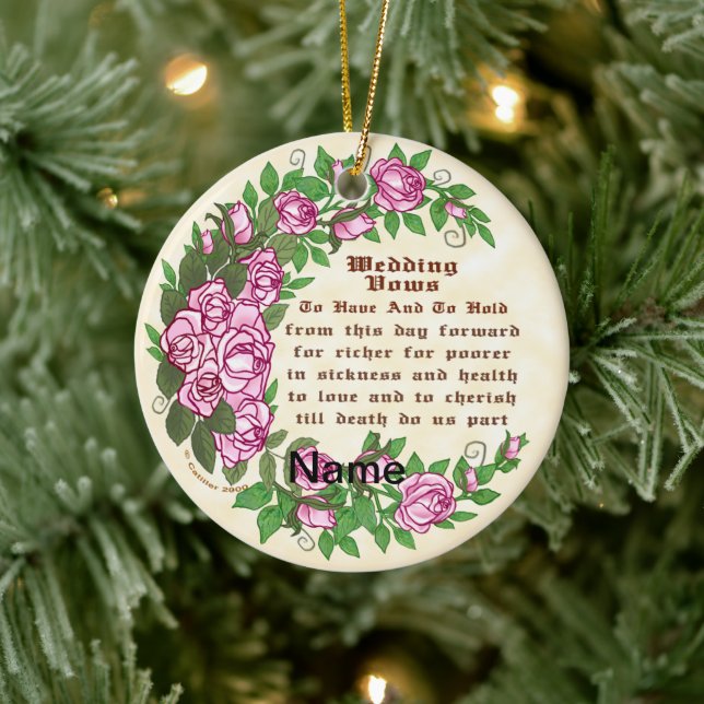 Décoration En Céramique Belle coutume Rose Mariage Vows Ornament (Arbre)