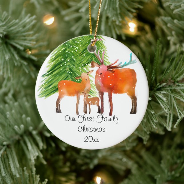 Décoration En Céramique Belle famille de cerfs d'abord (Arbre)