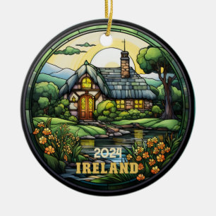 Décoration En Céramique Belle Faux Vitrail Irlande Souvenir