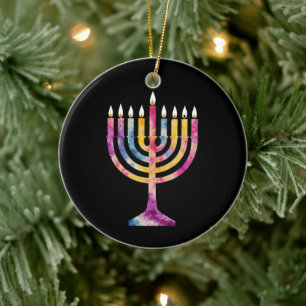 Décoration En Céramique Belle Hanukkah Ménorah Vintage Joyeux Hanukkah