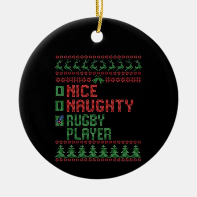 Décoration En Céramique Belle Joueuse de rugby drôle cadeau de Noël (Devant)