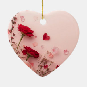 Décoration En Céramique Belles fleurs sur un arbre de la Saint-Valentin ro