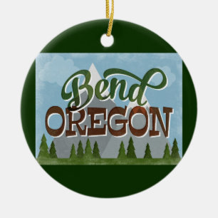 Décoration En Céramique Bend Oregon Fun Retro Snowy Mounts