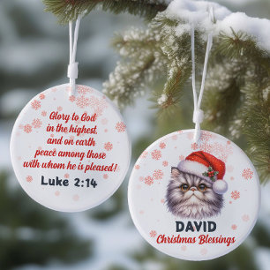 Décoration En Céramique Bénédiction de Noël mignon chat perse Ornament