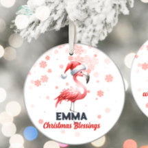 Bénédictions de Noël joli Flamant rose Ornament