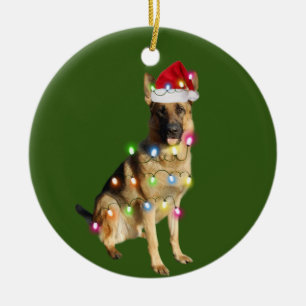 Décoration En Céramique Berger Allemand Avec Les Cafés De Noël Père Noël