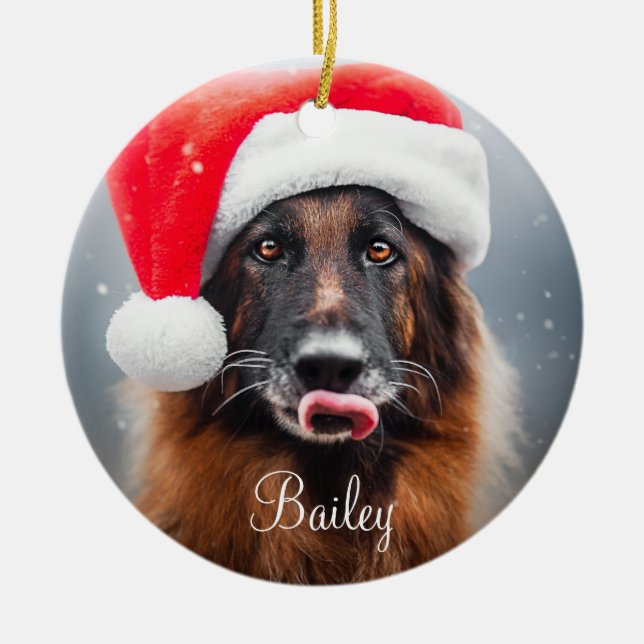 Décoration En Céramique Berger allemand personnalisé Père Noël (Devant)