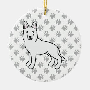 Décoration En Céramique Berger blanc / Chien berger allemand blanc