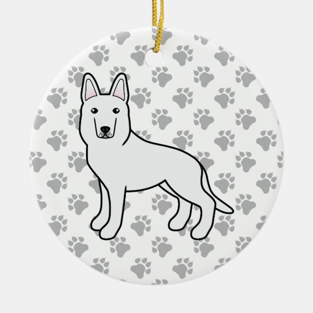 Décoration En Céramique Berger blanc / Chien berger allemand blanc (Devant)