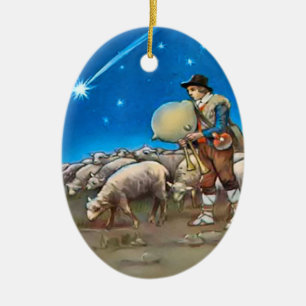 Décoration En Céramique Berger et moutons