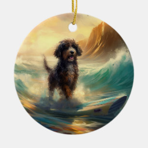 Décoration En Céramique Bernedoodle Beach Surf Peinture