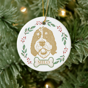 Décoration En Céramique Bernedoodle Chien Dessin Personnalisé À La Main