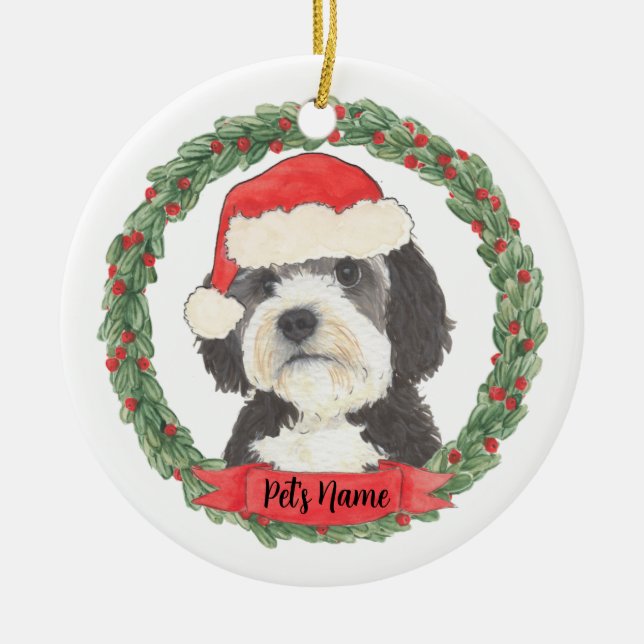 Décoration En Céramique Bernedoodle personnalisées Noël du Père Noël (Devant)