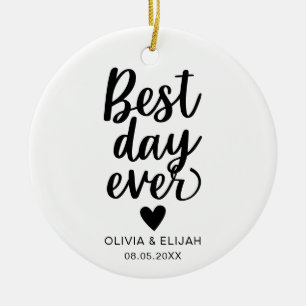 Décoration En Céramique Best Day Ever with Heart Wedding