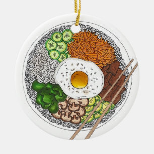 Décoration En Céramique Bibimbap Cuisine coréenne Cuisine Cuisine Riz Egg 