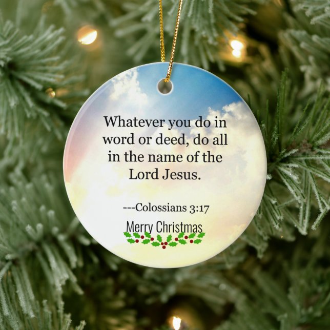 Décoration En Céramique Bible - Colossiens3:17, (Arbre)