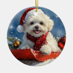 Décoration En Céramique Bichon Frise Chien dans la boue Laisser passer la 