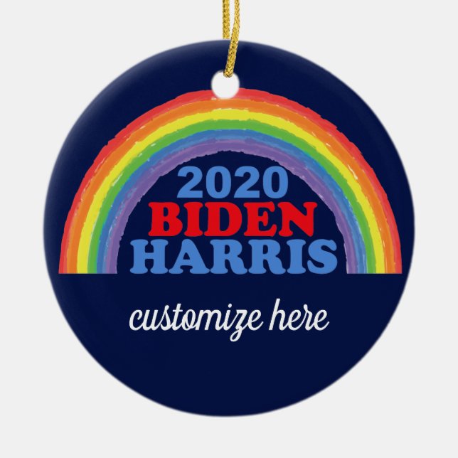 Décoration En Céramique Biden Harris 2020 Rainbow Custom Christmas (Devant)