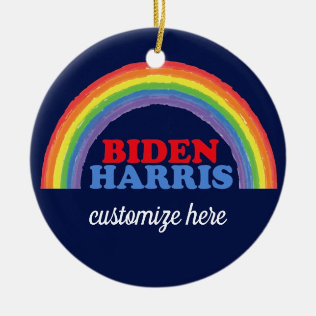 Décoration En Céramique Biden Harris Rainbow Custom Democrat Christmas (Devant)