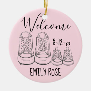 Décoration En Céramique Bienvenue Nouveau Baptême bébé Christening Rose Gi