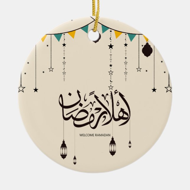 Décoration En Céramique Bienvenue Ramadan, calligraphie arabe (Devant)