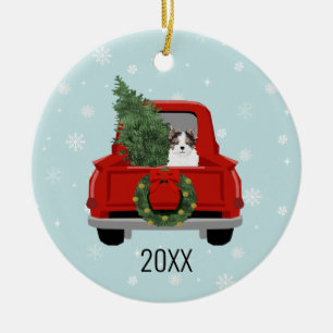 Décoration En Céramique Biewer Terrier Camion rouge Noël