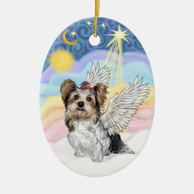 Décoration En Céramique Biewer Yorkie Angel - Nuages #3 (Devant)