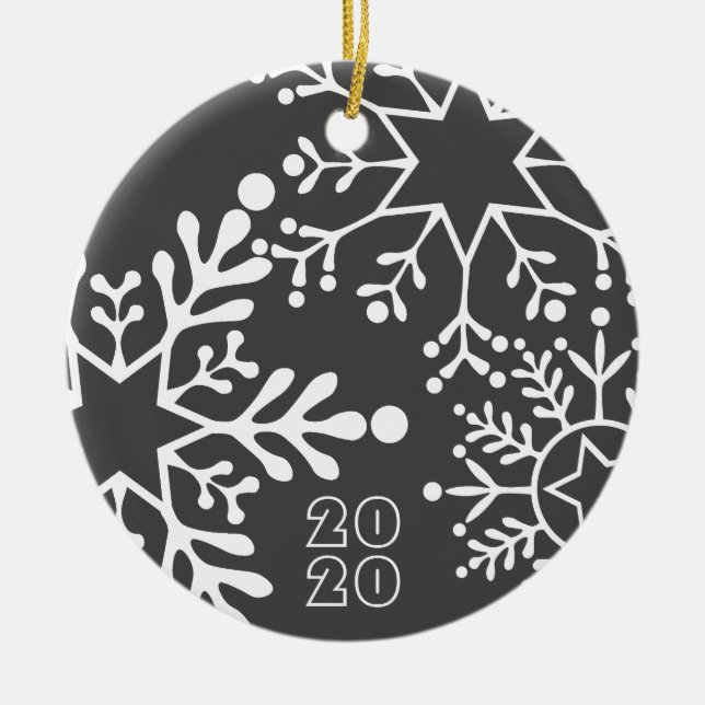 Décoration En Céramique Big SNOWFLAKES Nom et date Noël (Devant)