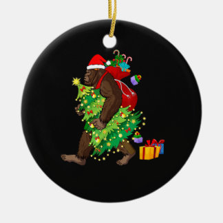 Décoration En Céramique Bigfoot ramassant à travers l'arbre de Noël de la