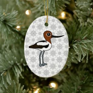 Décoration En Céramique Birdorable à col rouge Avocet mignon Cartoon Bird