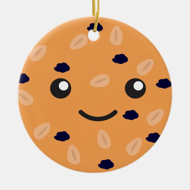 Décoration En Céramique Biscuit de raisin sec mignon de farine d'avoine (Devant)