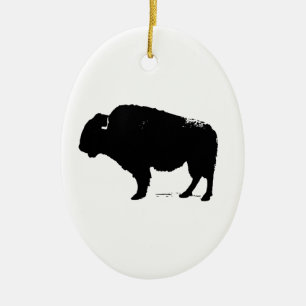Décoration En Céramique Bison de Buffalo Art noir et blanc