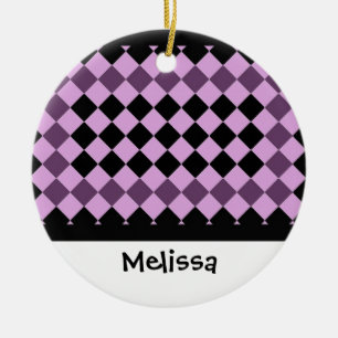 Décoration En Céramique Black and Purple Diamond Custom Name