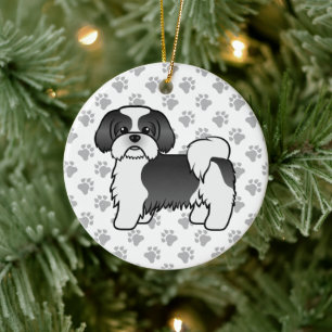 Décoration En Céramique Black and White Shih Tzu Cute Cartoon Dog