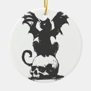 Décoration En Céramique black cat with monster wings - choose back color