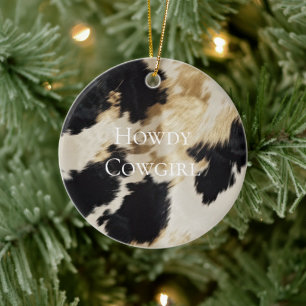 Décoration En Céramique Black Cream Gold Western Cowhide