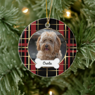 Décoration En Céramique Black Gold Plaid Personnalisé Animaux de compagnie