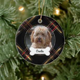Décoration En Céramique Black Gold Plaid Personnalisé Animaux de compagnie